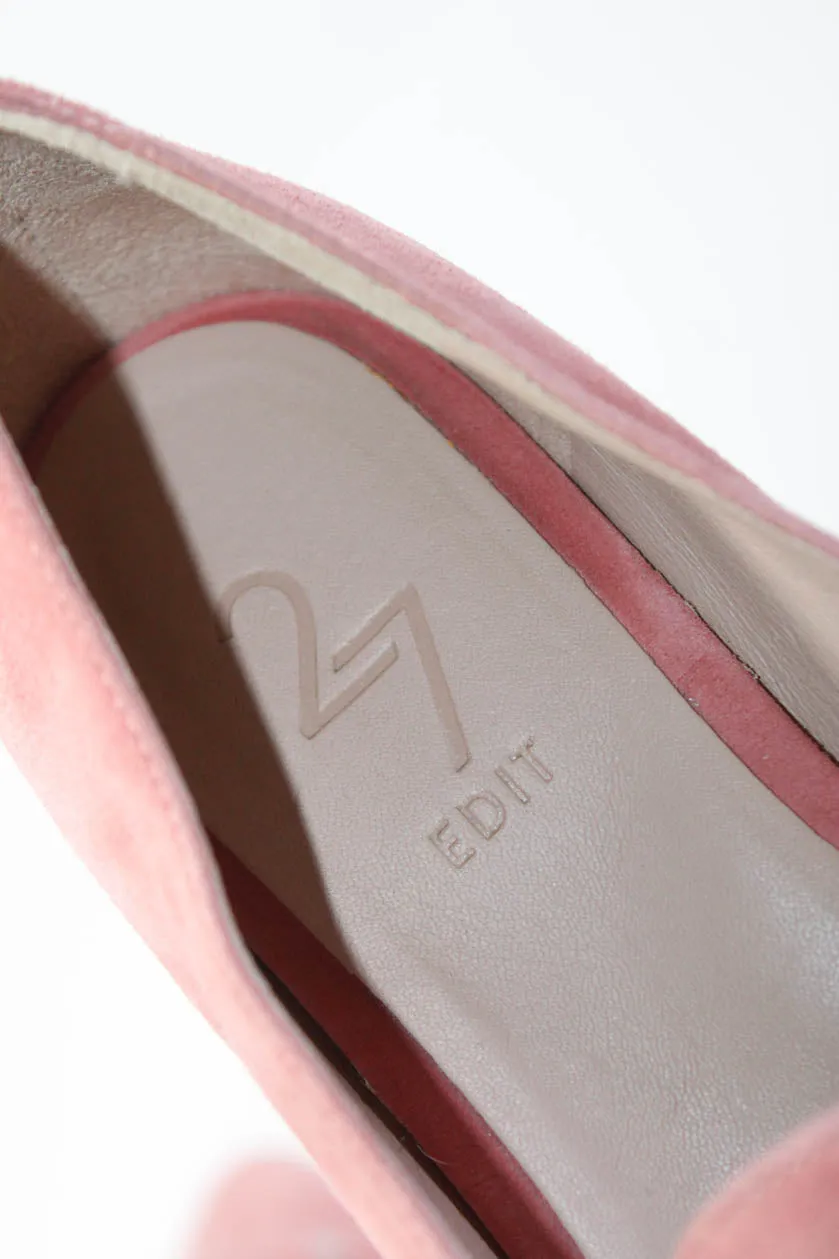 27 Edit Womens Pointed Toe Ballet Flats Slip On Loafers Pink Suede