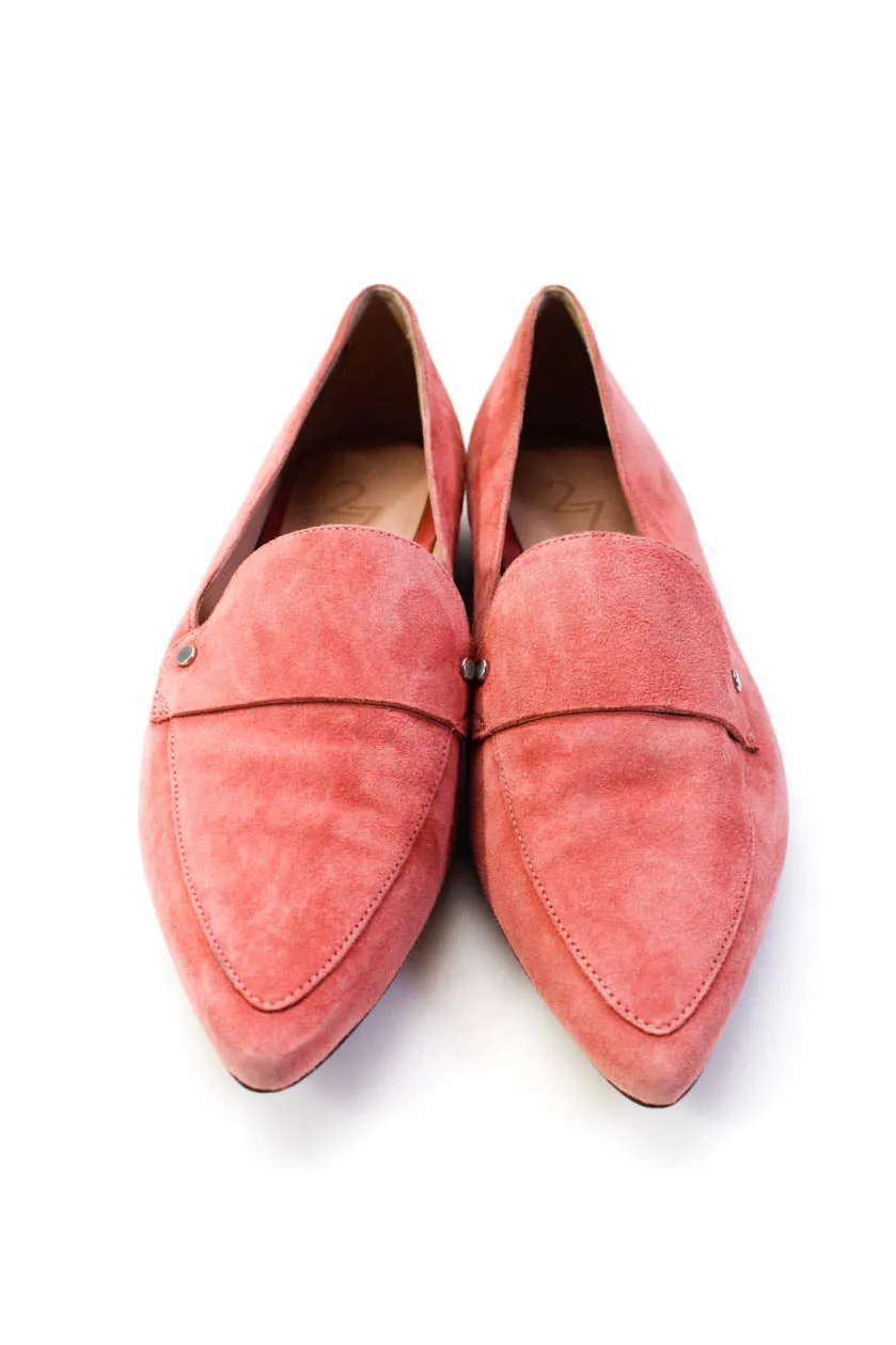 27 Edit Womens Pointed Toe Ballet Flats Slip On Loafers Pink Suede