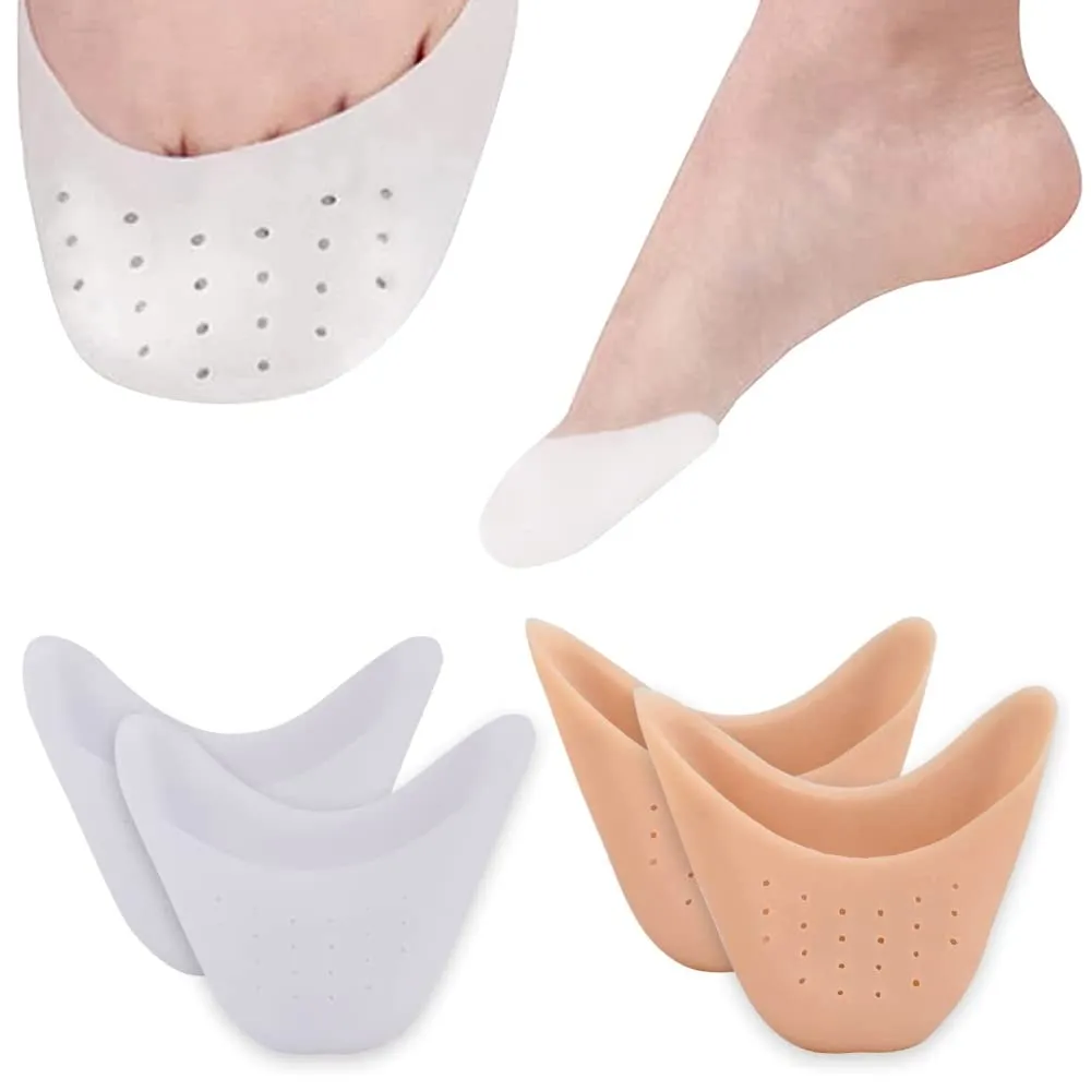 4 Pairs Toe Caps Soft Toe Protectors Silicone Toe Pads Gel Ballet Pointe Pads Toe Sleeves Tip Protectors High Heels Toe Cap Protectors with Breathable Hole