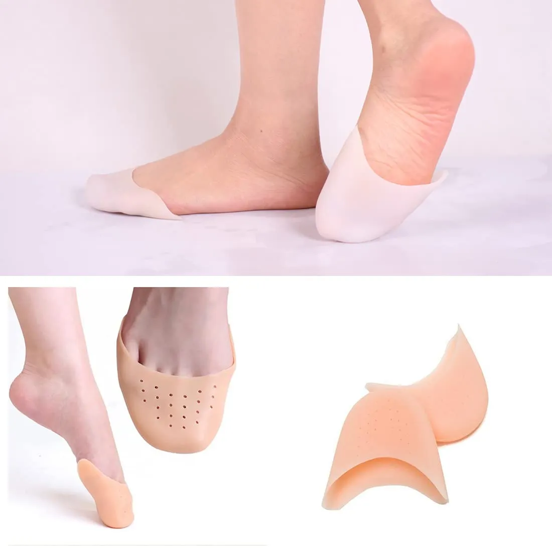 Androxeda 2 Pairs Toe Protectors Silicone Soft Gel Toe Caps Toe Protectors Lace Protectors Toe Protection for Ballet Pointe Shoes Ballet Shoes High Heel Pumps Pain Relief