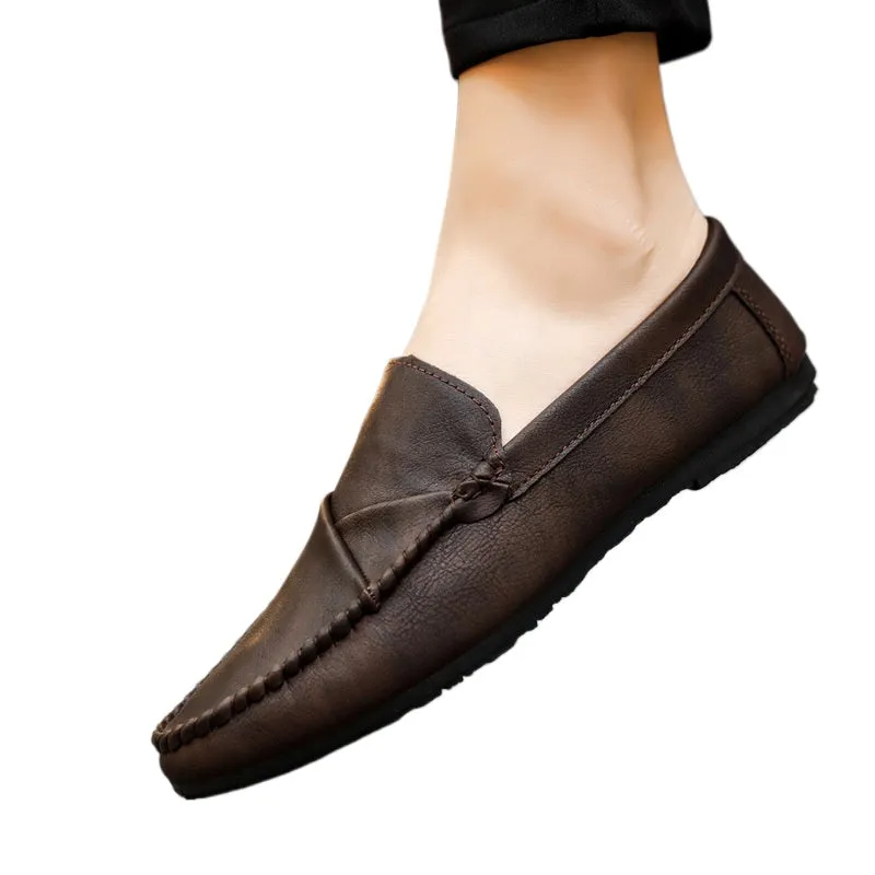 British style work soft sole waterproof casual brown lightweight non-slip boys loafers men's shoes business