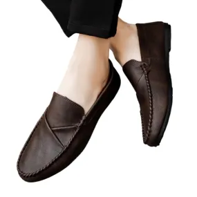 British style work soft sole waterproof casual brown lightweight non-slip boys loafers men's shoes business