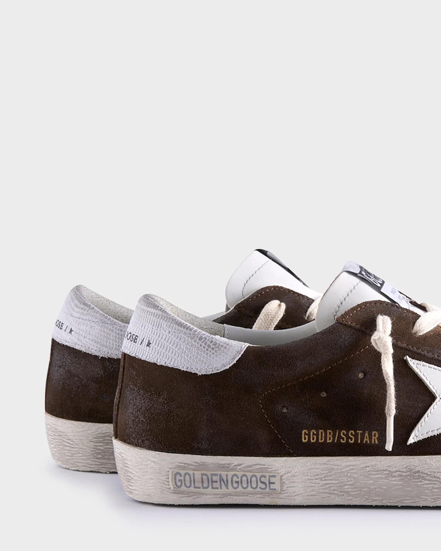 Brown And White Suede Superstar Sneakers