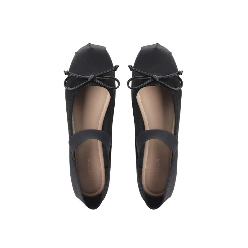 Chaussures De Ballet Size 33- 43 Bow Silk Satin Shoes Comfortable Wide Elastic Dance Shoes Mary Jane Ballet Women's Flat Shoes