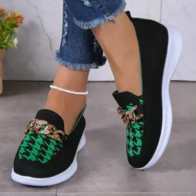 Comfortable loafers for women, casual loafers for women with chain decor