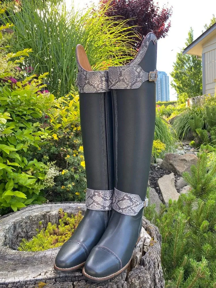 Custom DeNiro Raffaello Dressage Boot - Grey with Roccia Straps
