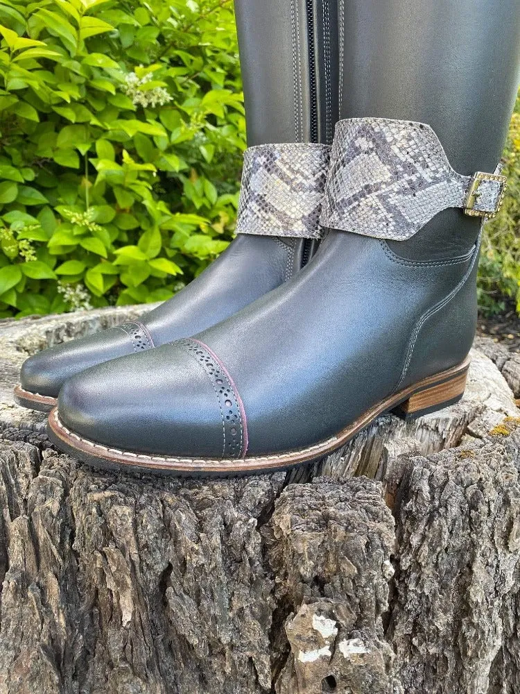 Custom DeNiro Raffaello Dressage Boot - Grey with Roccia Straps