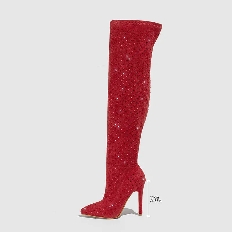 Diamond Suede Over the Knee Women Boots