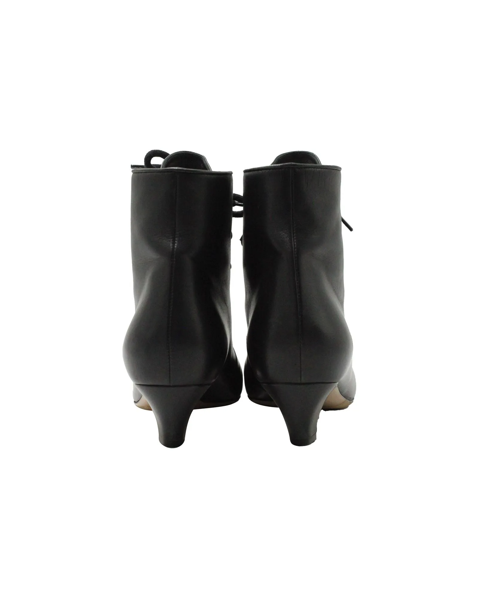 Dior Lace-Up Pointed-Toe Ankle Boots in Black Leather