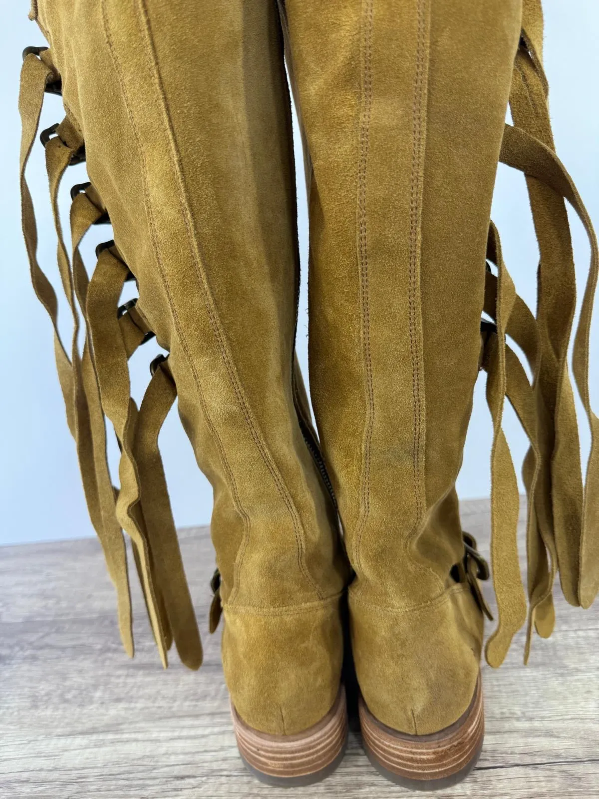 FRYE VERONICA SUEDE STRAP TALL BOOTS