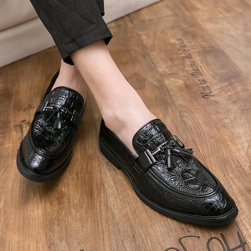 Men's Crocodile print casual leather shoes