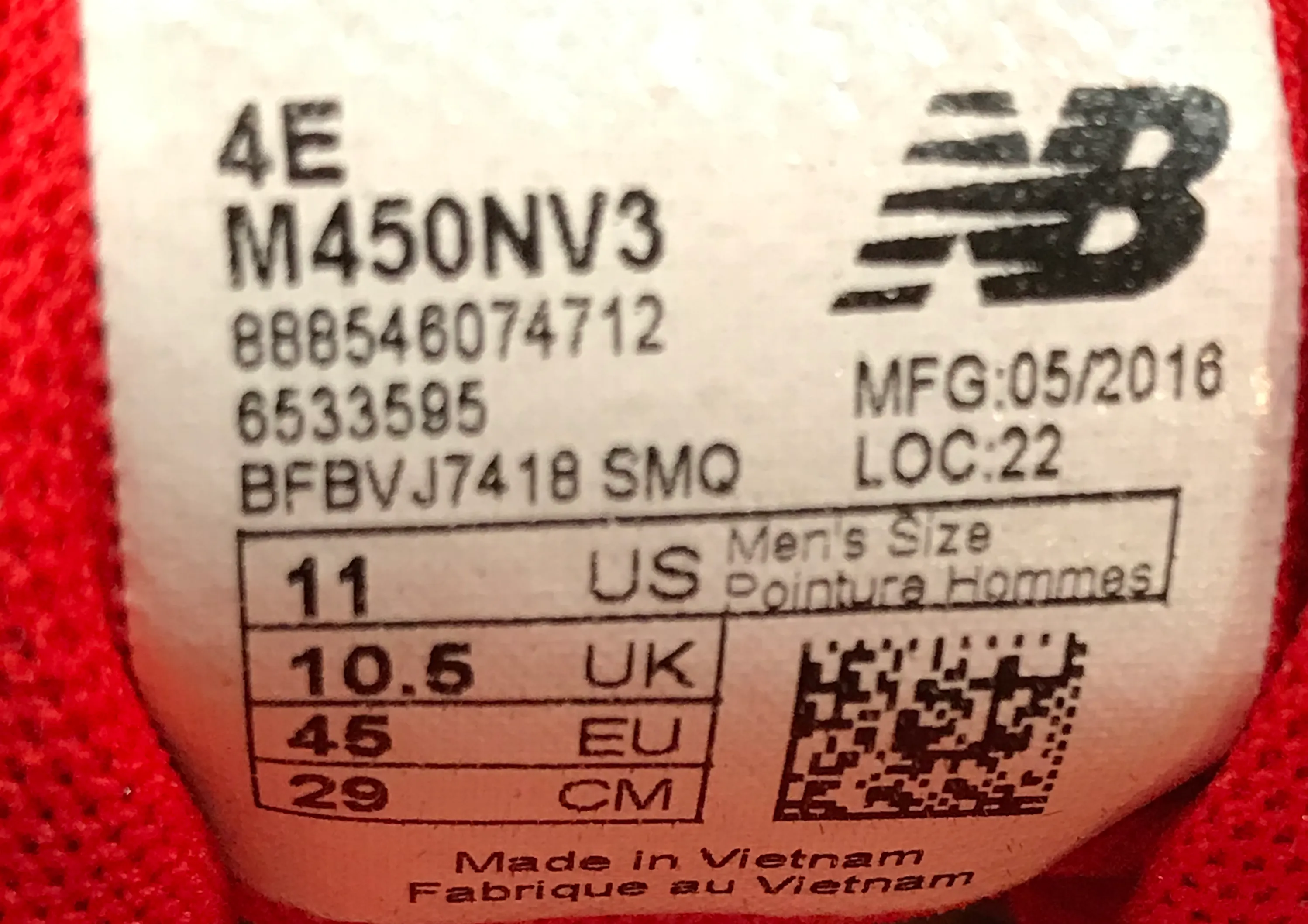 NEW BALANCE M450V3 Mens Size 11 Running Shoes Sneakers