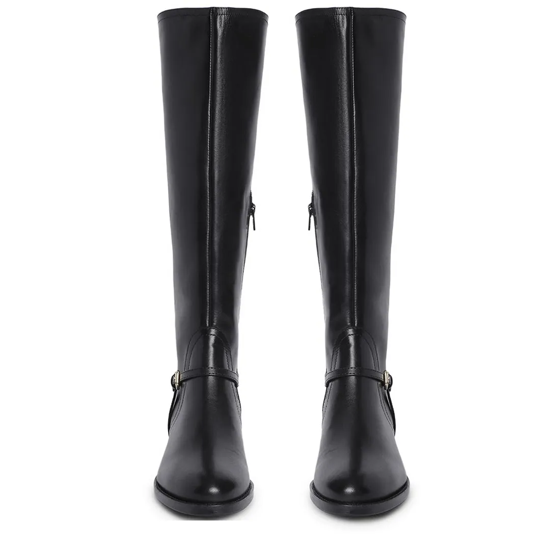 Saint Drusilla Black Leather Knee High Boots