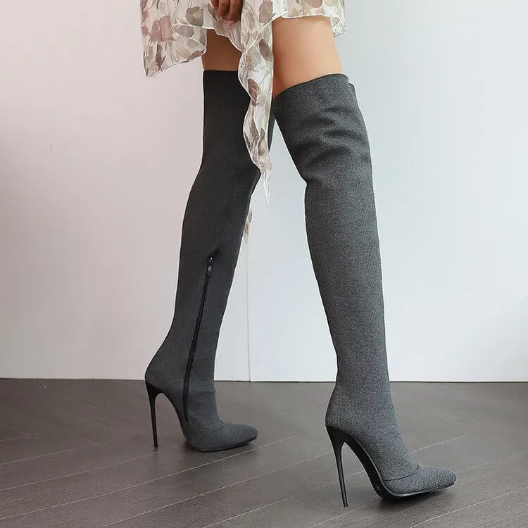 Sultry Over-the-Knee Side-Zip Stiletto Boots