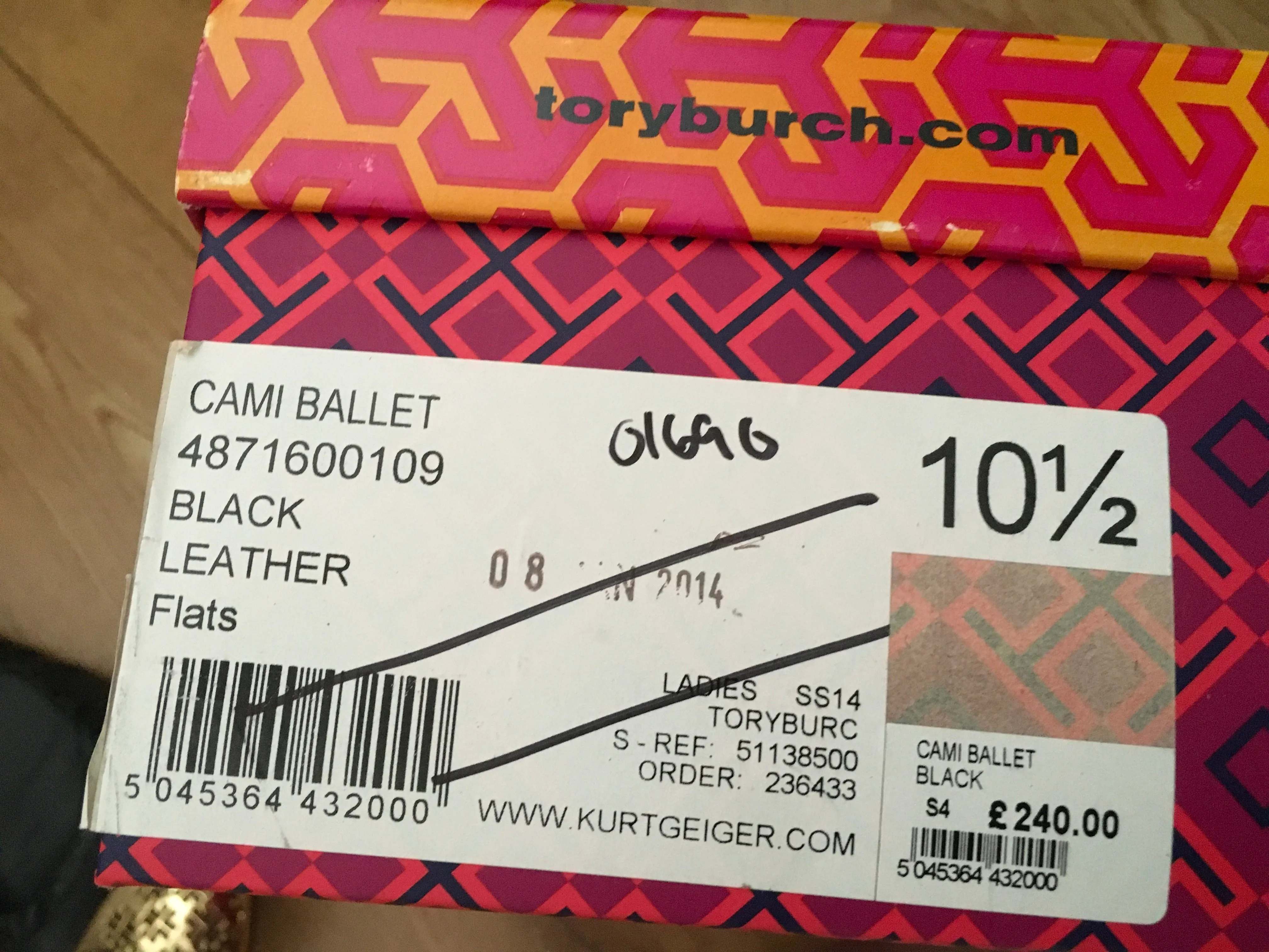 Tory Burch Cami Logo-Toe Ballerina Flat Ballet Flats Shoes US 10 1/2 UK 7.5 40.5 ladies