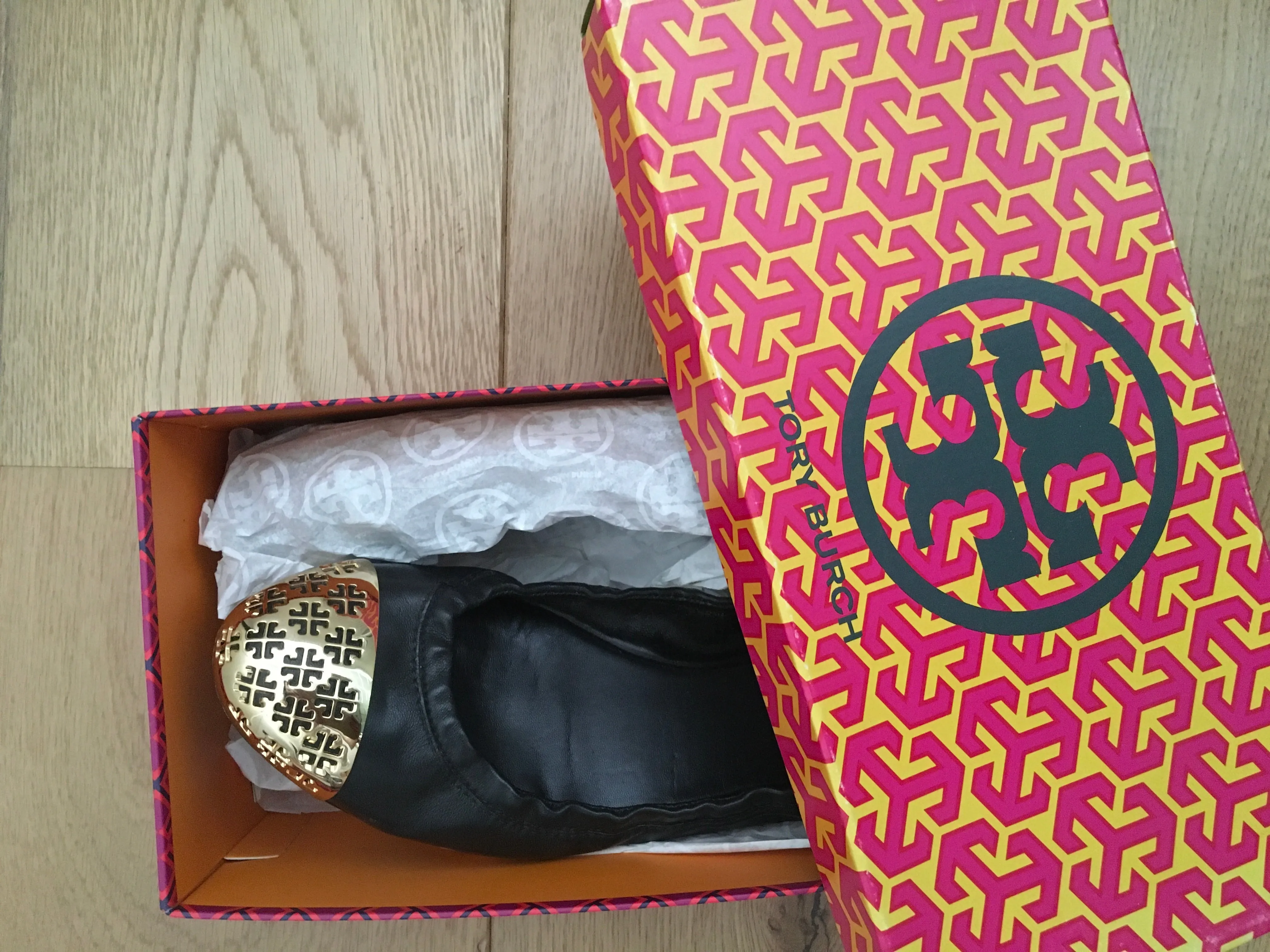 Tory Burch Cami Logo-Toe Ballerina Flat Ballet Flats Shoes US 10 1/2 UK 7.5 40.5 ladies