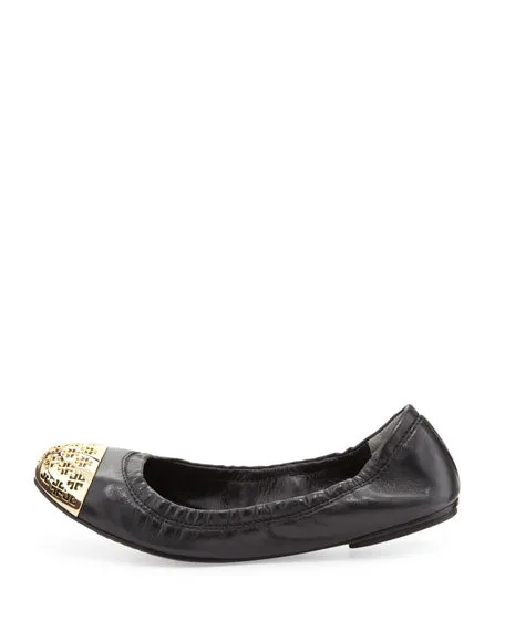 Tory Burch Cami Logo-Toe Ballerina Flat Ballet Flats Shoes US 10 1/2 UK 7.5 40.5 ladies