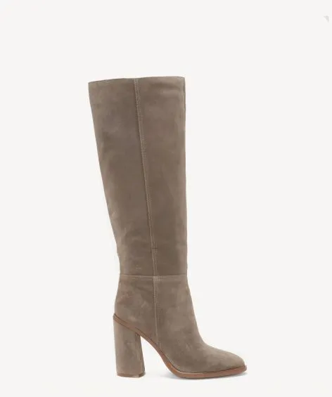 Vince Camuto Dameera Black Suede Fashion High Block Heel Rounded Toe Dress Boots