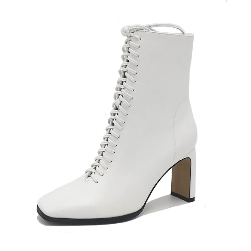 Womens Cross Lace Ankle Boots
