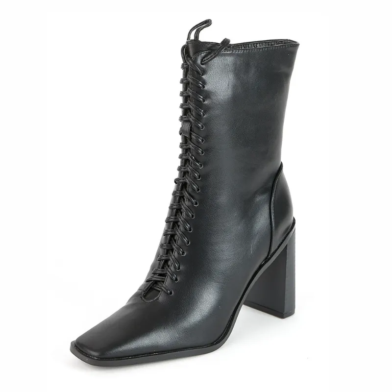 Womens Cross Lace Ankle Boots
