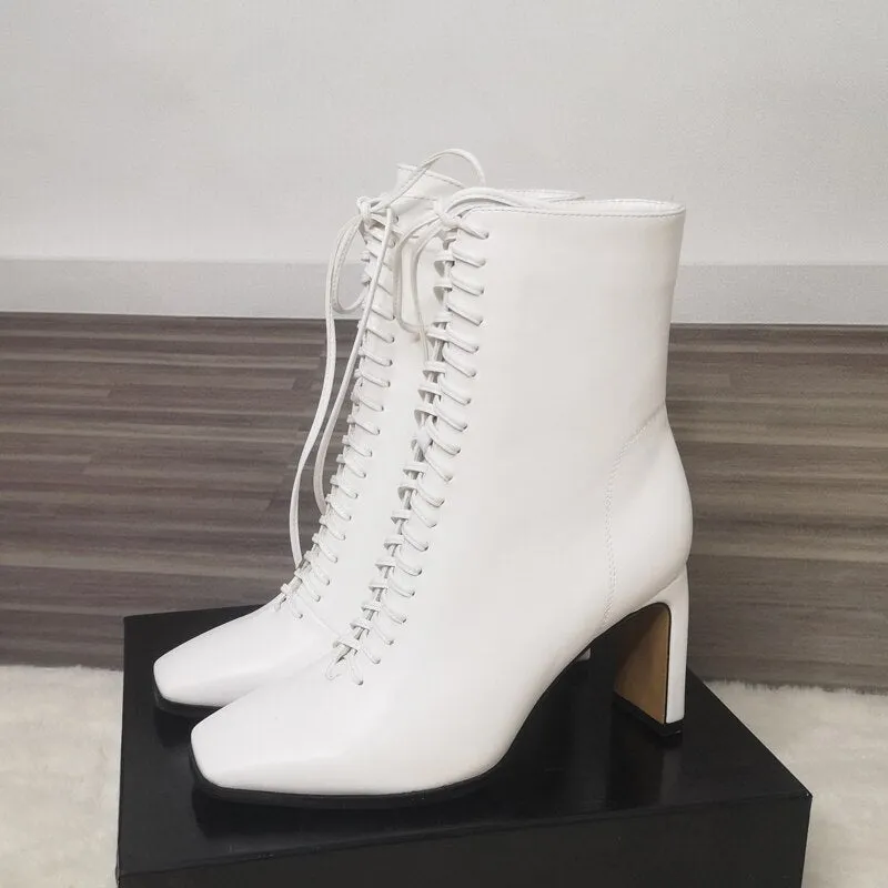 Womens Cross Lace Ankle Boots