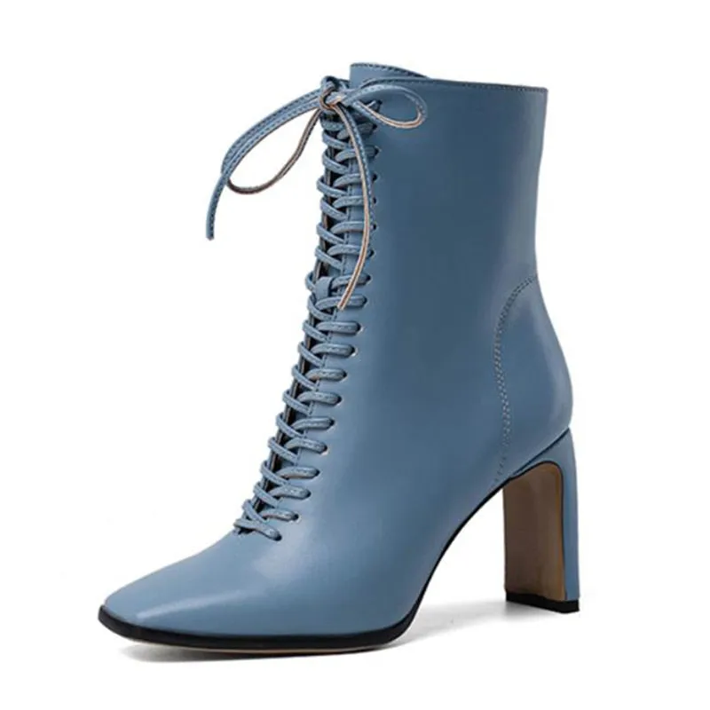 Womens Cross Lace Ankle Boots